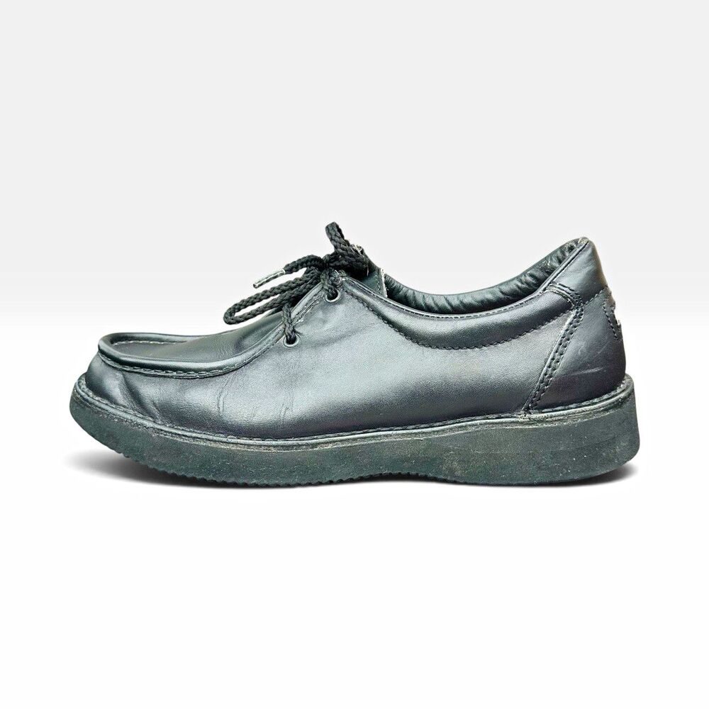 Rockport M2128 Mens 9.5 M Black Leather Moc Toe Shoes Vibram Portugal Vintage